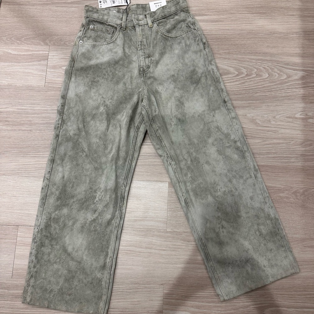 Zara Light Gray Baggy Fit Trousers